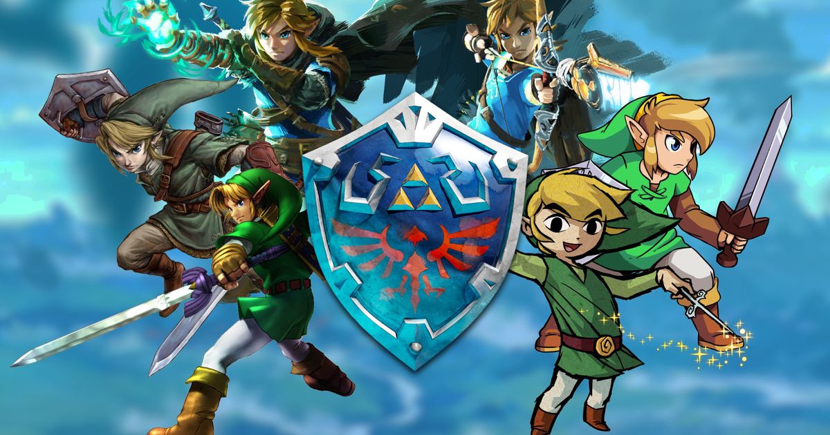 Images of the main protagonist, Link, from various The Legend of Zelda games