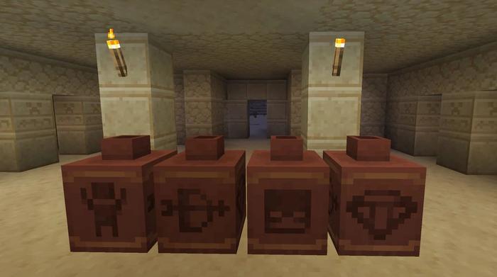 Some of the new Pottery items from the new Minecraft update.