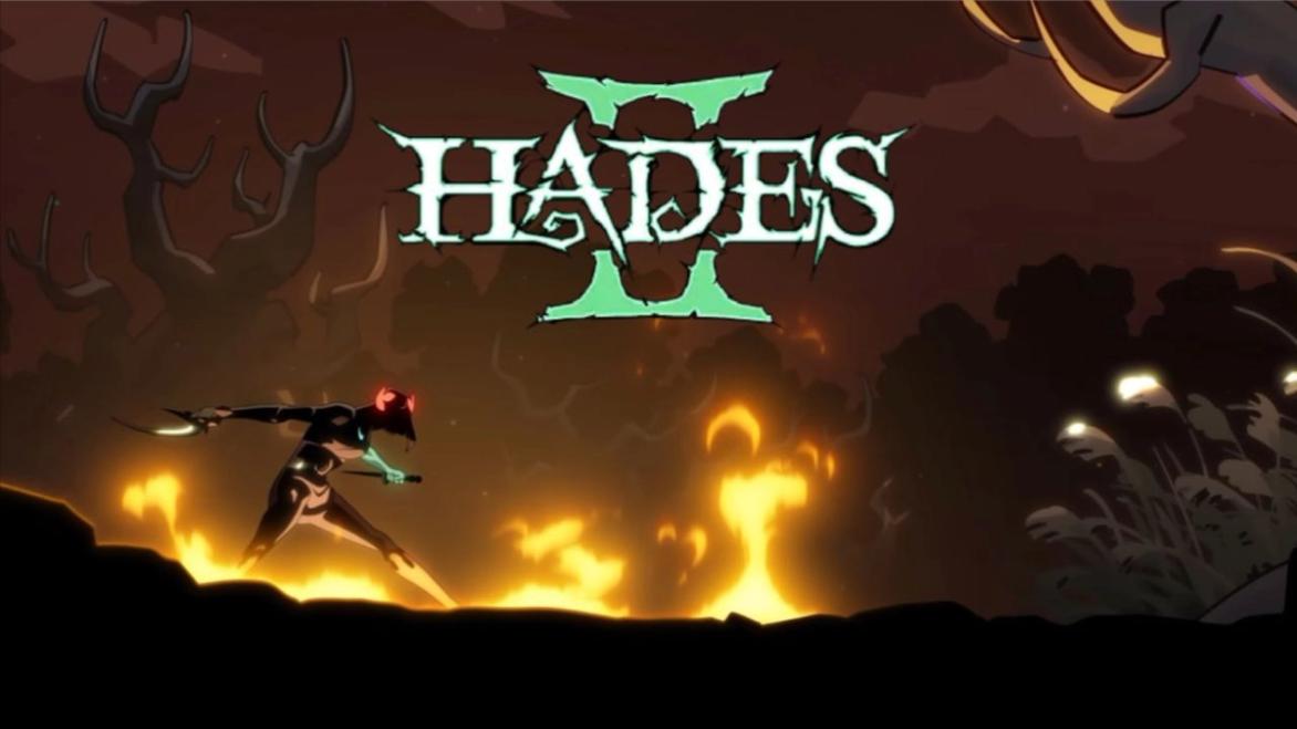 Hades 2 game logo, with a fighter posed against flames.