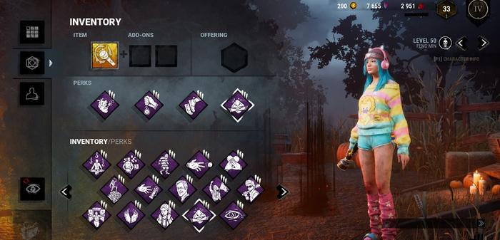 A survivor loadout in Dead by Daylight for surviving chases when playing with friends.