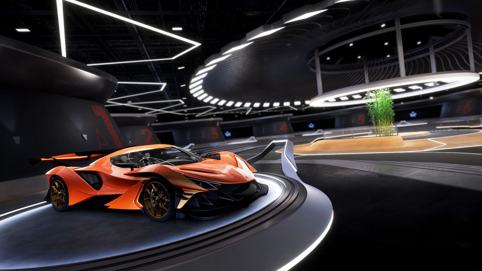 one of the hyper car showrooms in Test Drive Unlimited Solar Crown