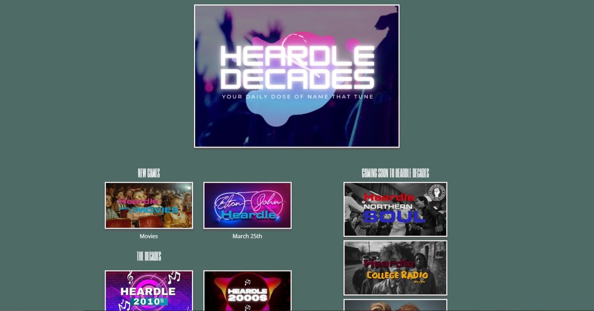 Image of the home screen of Heardle