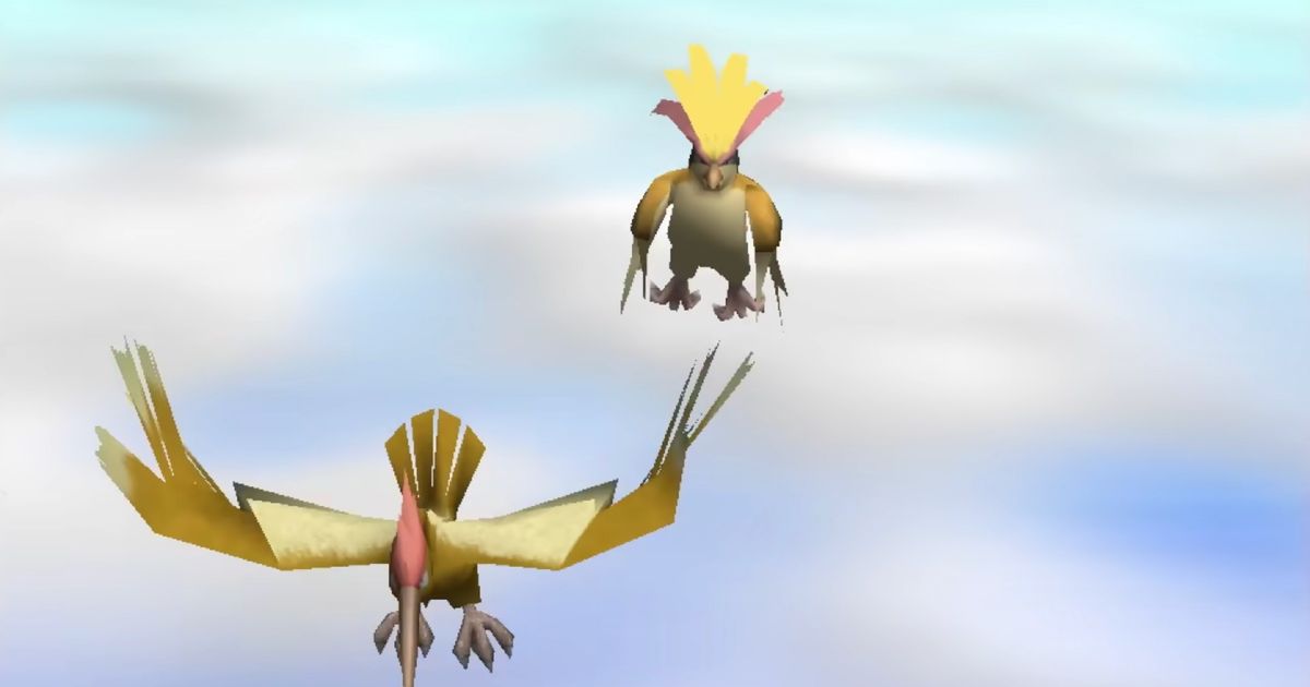 Two Pigeots flying in Pokemon Stadium.