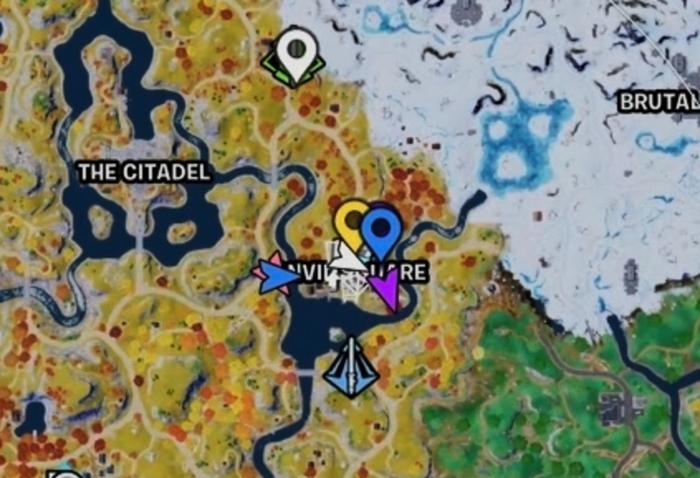The location of Rift Gates on the map in Fortnite