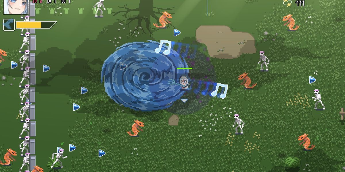 Image of a music note combat sequence in HoloCure.