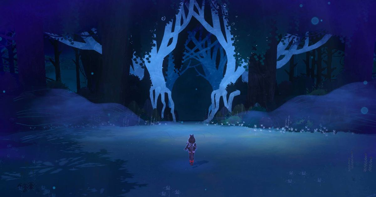 Cereza walking into the Avalon Forest in Bayonetta Origins: Cereza and the Lost Demon.