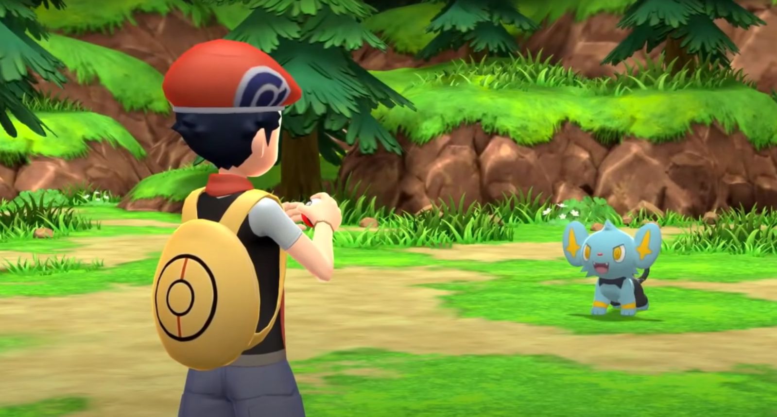A Pokémon Trainer is about to battle with a Shinx in Pokémon Brilliant Diamond and Shining Pearl.