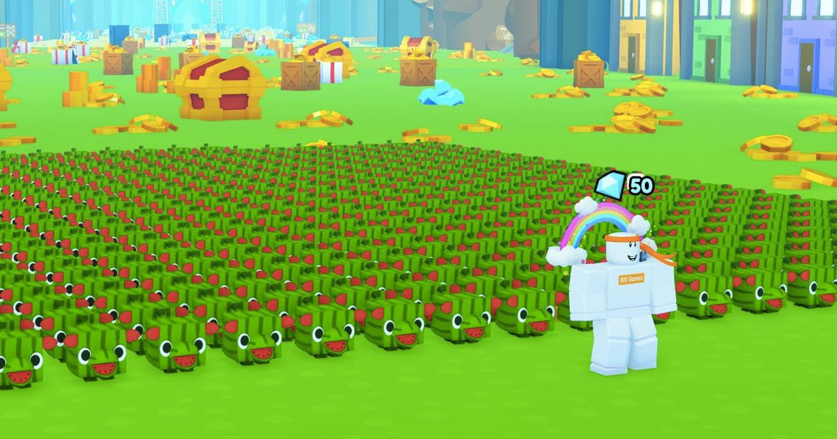Image of hundreds of pets behind the player character in Pet Simulator X