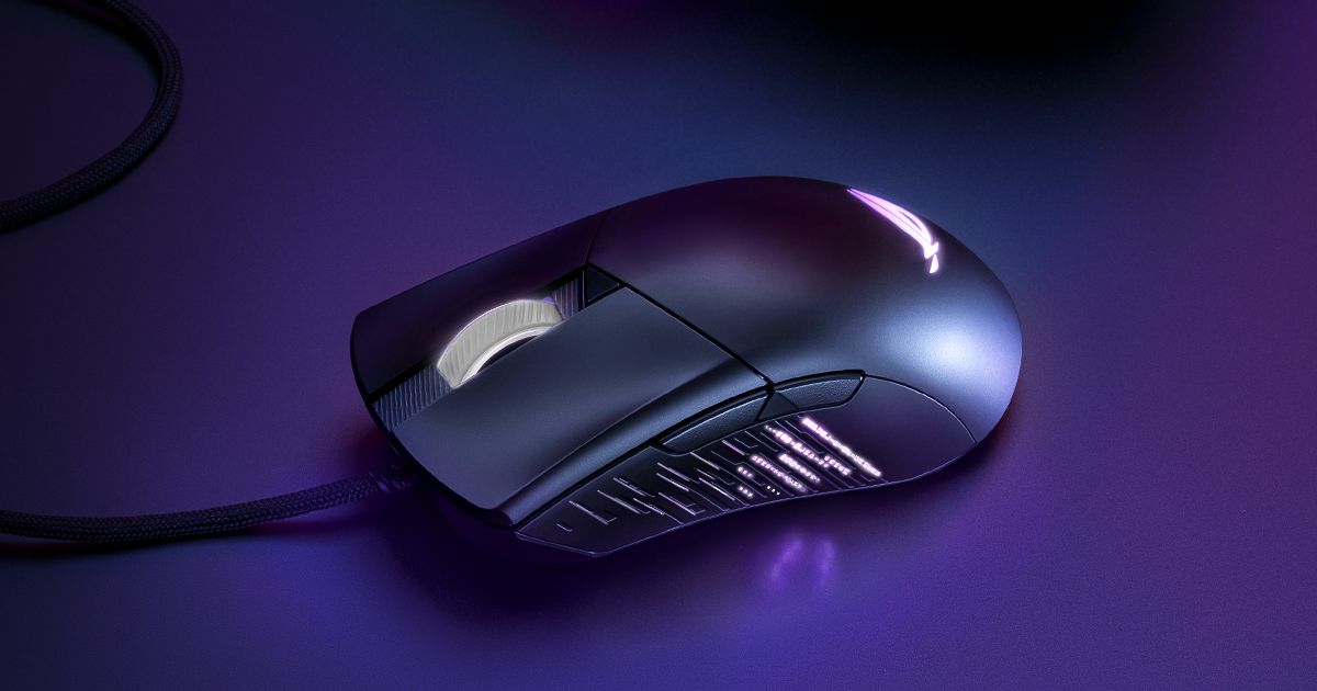 A black wired mouse featuring white lighting across some of the details.