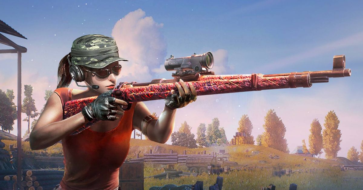 A woman holding a sniper rifle in PUBG Mobile.