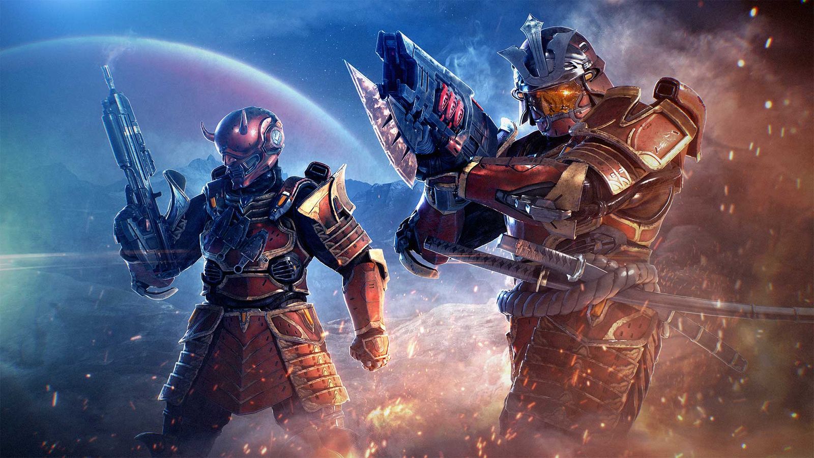 Fracture Tenrai concept art showing two Spartans in Samurai-style armour.