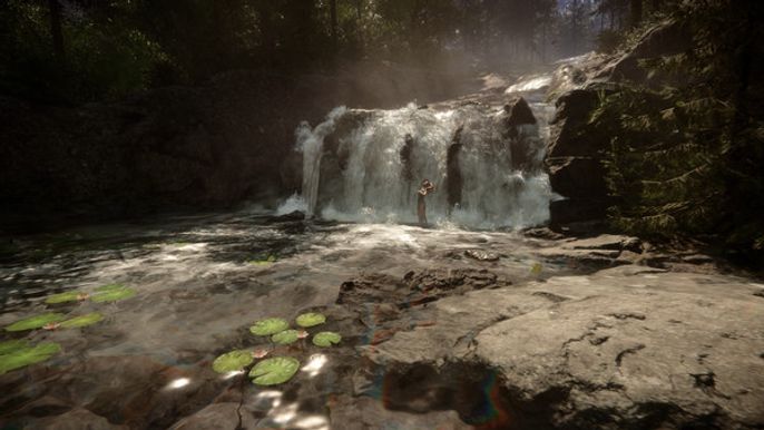 A waterfall in Sons of the Forest