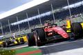 Image of a Ferrari driven by Carlos Sainz leading a race in F1 22.