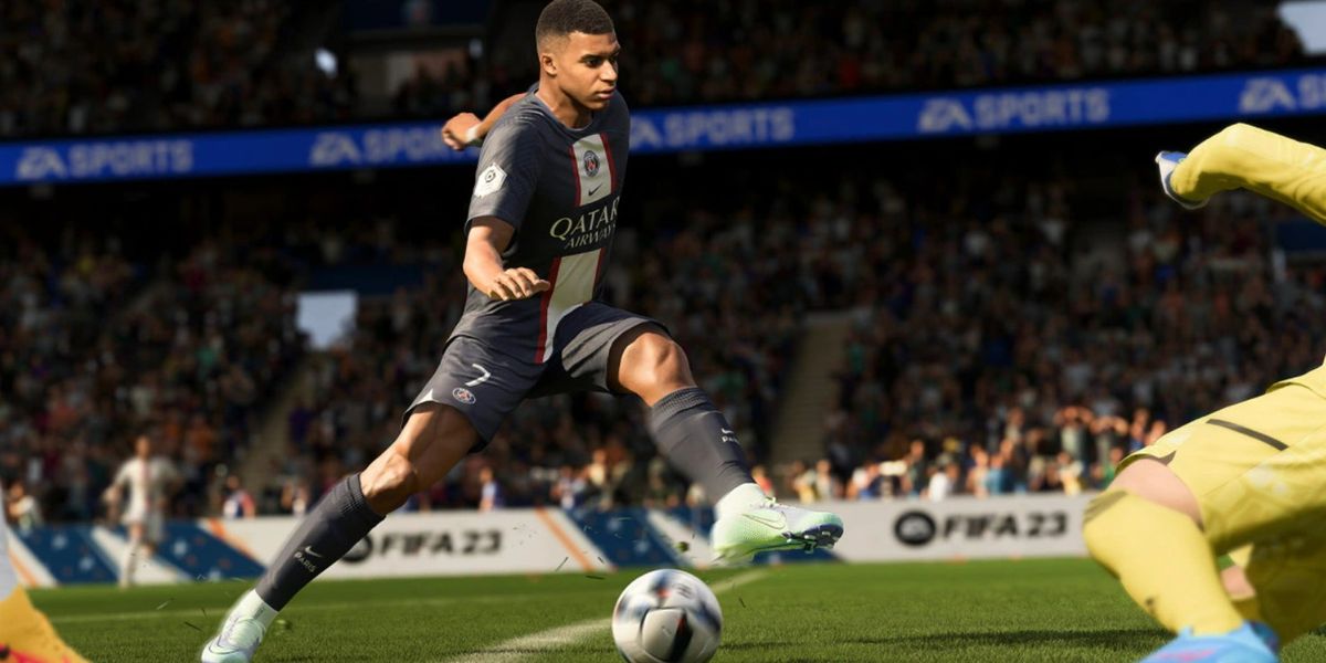 Kylian Mbappe running with the ball in FIFA 23