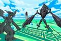 Zekrom and Necrozma standing on a HD Pokemon Go map background screen