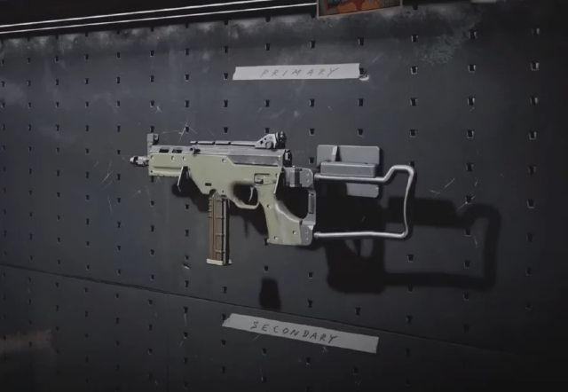 LC10 SMG hanging on a wall