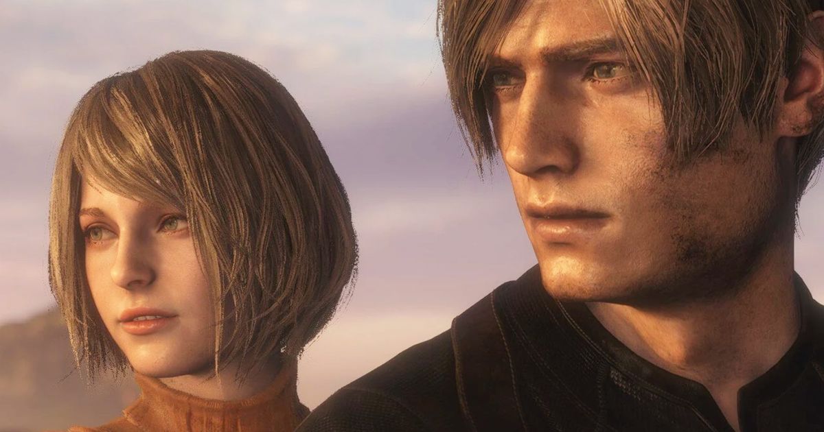 Ashley Graham and Leon S Kennedy sitting in the sunset 