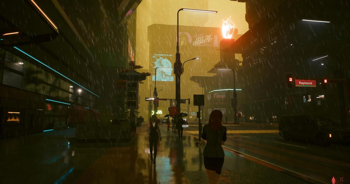A screenshot from the Weather Randomiser mod for Cyberpunk 2077.