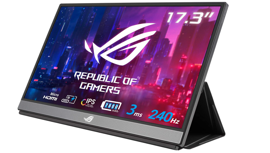 best portable monitor, product image of a silver gaming portable monitor