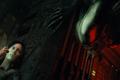 Screenshot from Alien: Blackout, with the xenomorph stalking Amanda Ripley
