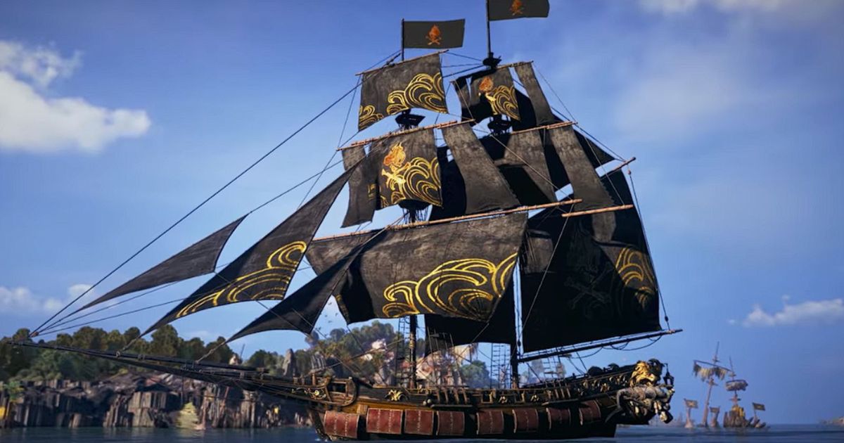 Skull and Bones add cannons - ship with black sails