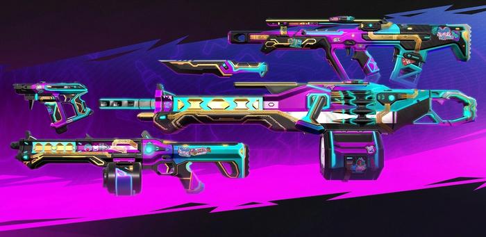 An image of the Glitchpop skin set in Valorant.