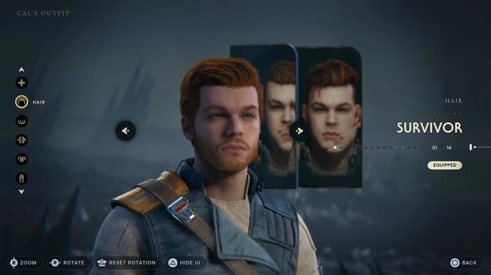 Star Wars Jedi Survivor Cal's hairstyle