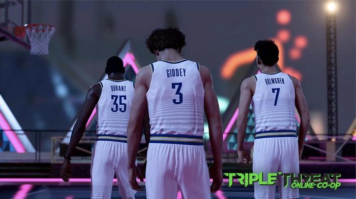 Image of three basketball players in NBA 2K23.