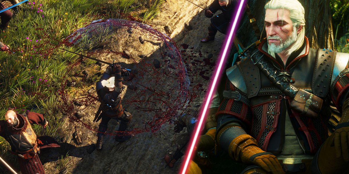 Geralt creating some blood trails in The Witcher 3.