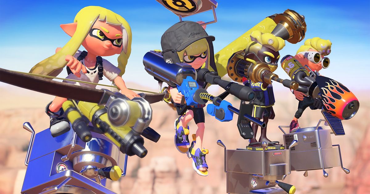 Inklings and Octolings getting ready to fight.