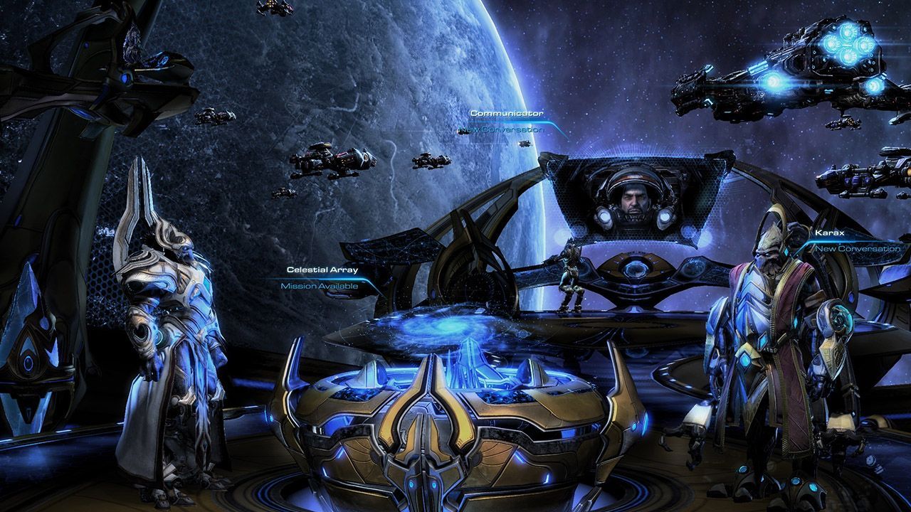 Two characters on the spaceship in Starcraft.