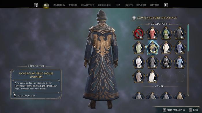 Picture of the Ravenclaw relic house robes in Hogwarts Legacy