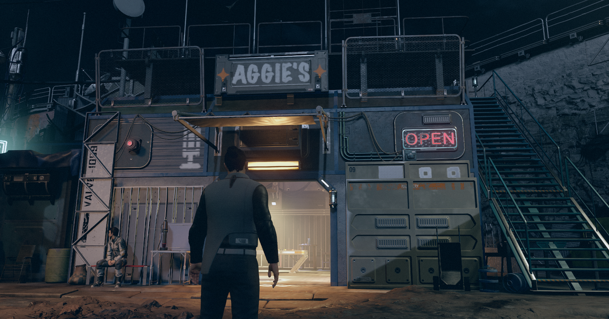 The front of Aggie's Bar in Akila City in Starfield