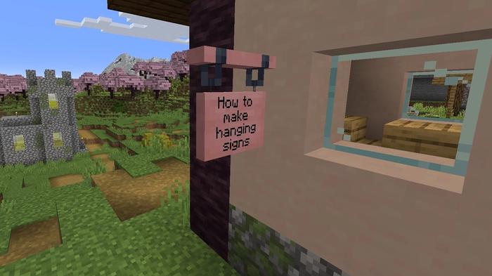 'How to make hanging signs' in Minecraft
