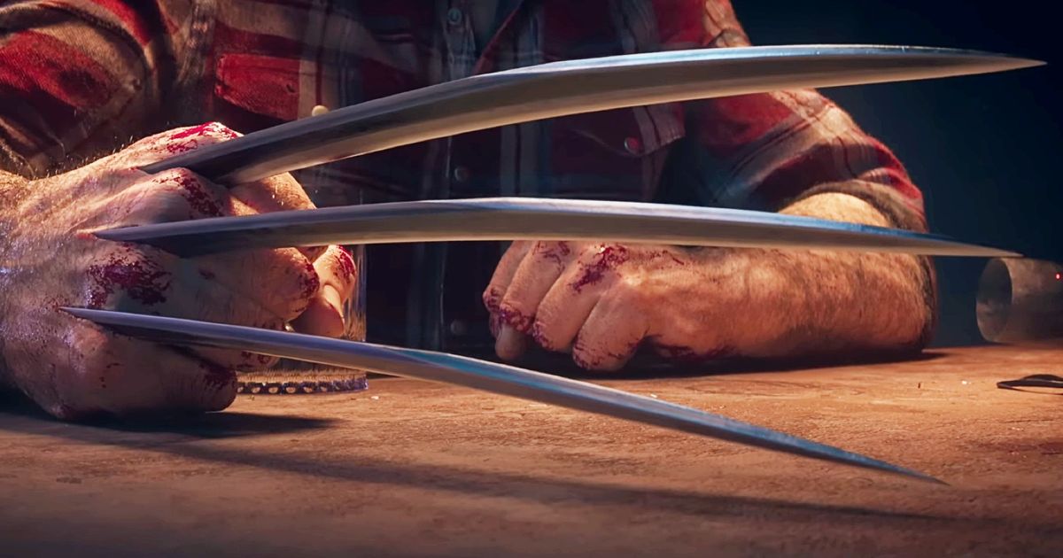 A close-up of Wolverine's hand, showing his claws