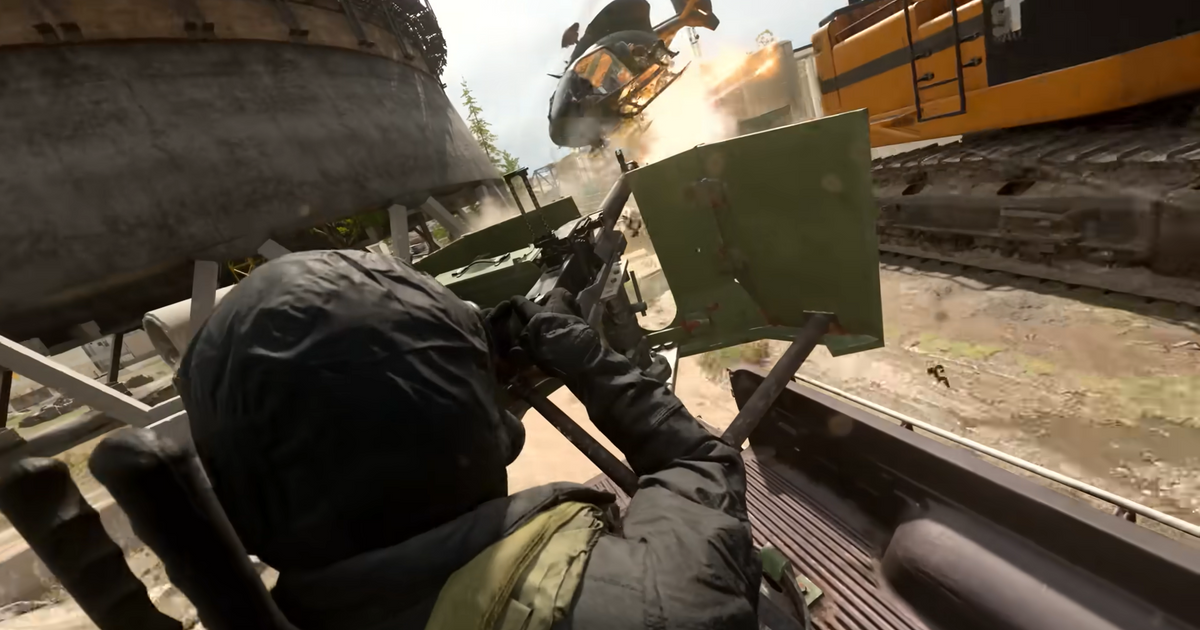 Player gunning down a chopper from a sentry in Modern Warfare 3.