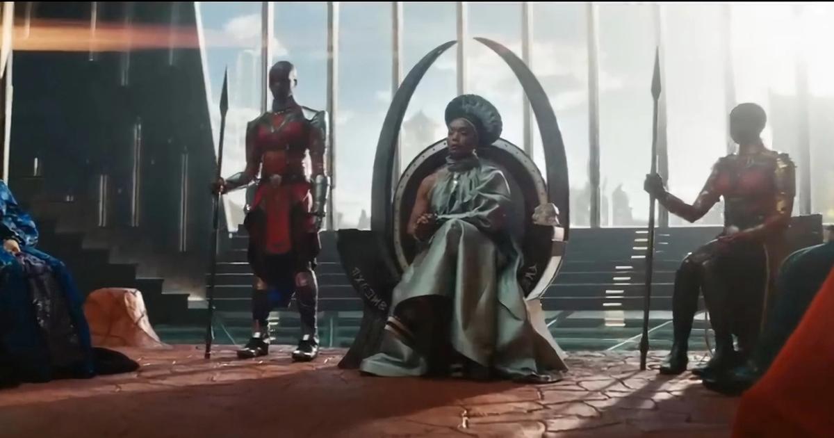 A screenshot from the latest Black Panther film trailer.