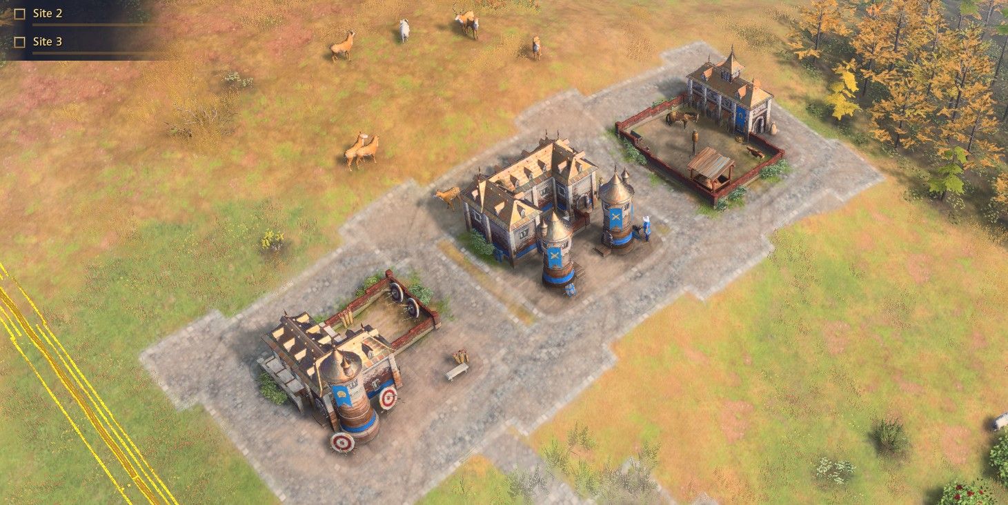 The infantry buildings in Age of Empires 4: Barracks, Stable, and Archery Range.