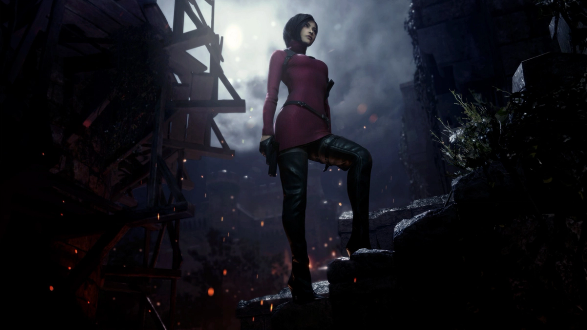 Ada Wong holding a gun in Resident Evil 4 remake.