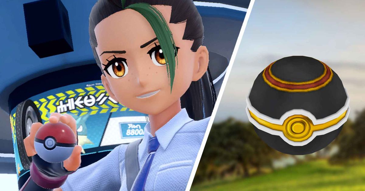 A Pokemon trainer and a Luxury Ball in Pokemon Scarlet and Violet