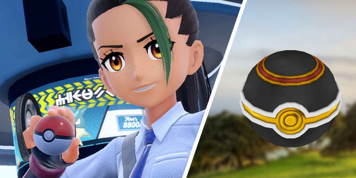A Pokemon trainer and a Luxury Ball in Pokemon Scarlet and Violet
