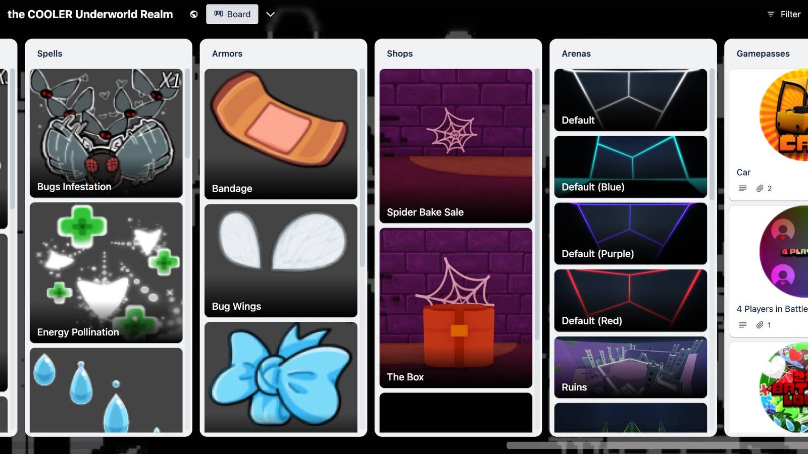 An image of the Underworld Realm Trello page.