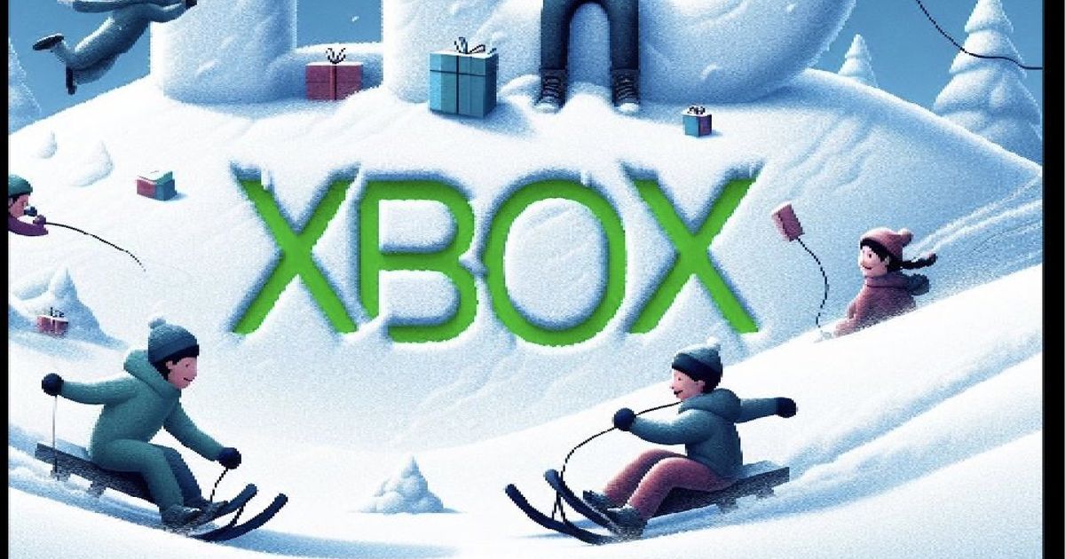 Id@Xbox AI art Twitter post showing kids frolicking in the snow 