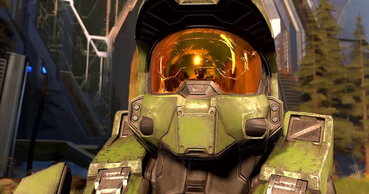 A close up of Master Chief from the halo infinite campaign 