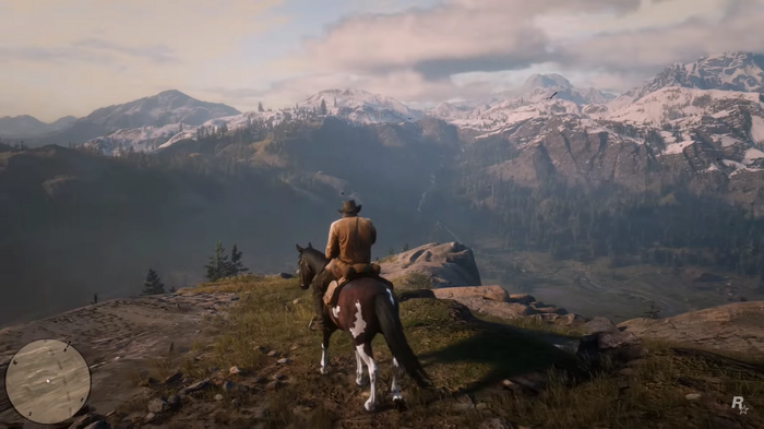 An image of Arthur looking upon the horizon in Red Dead Redemption 2. 