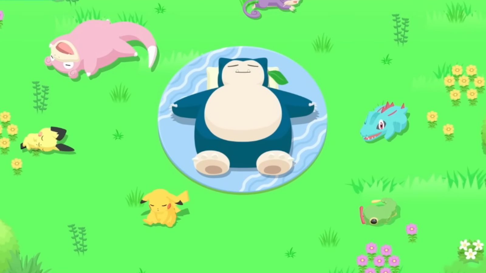 A screenshot of Snorlax from the Pokemon Sleep trailer. 