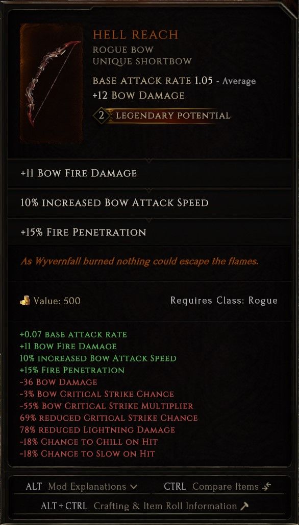 a hell reach bow with 2 legendary potential in last epoch