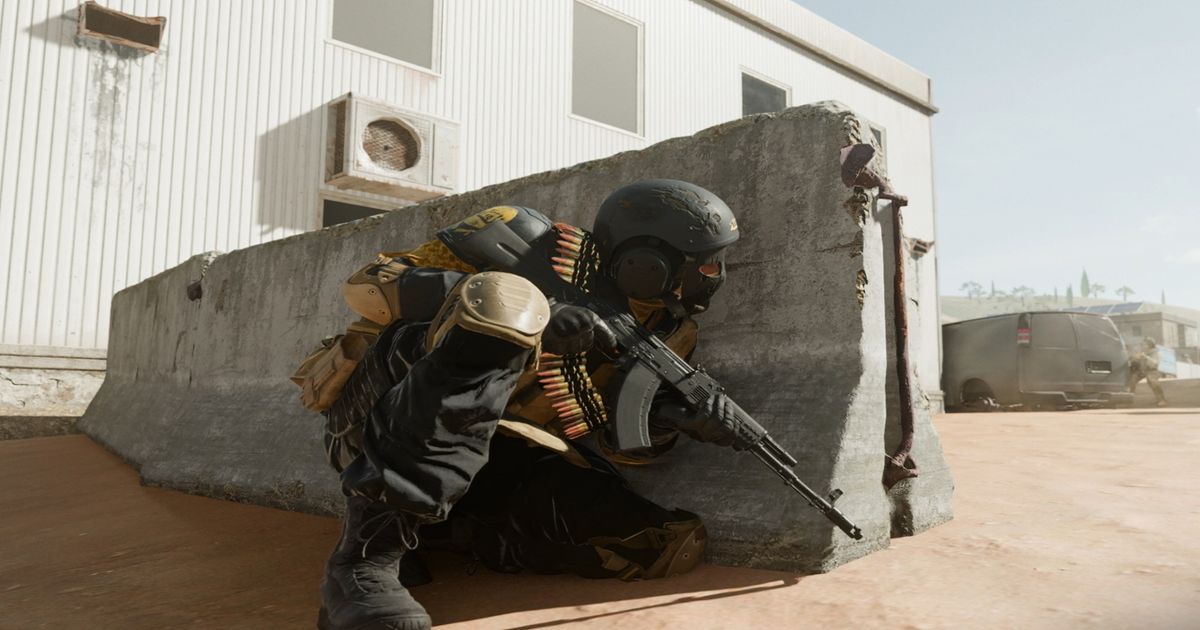 Image showing Warzone 2 player taking cover near concrete