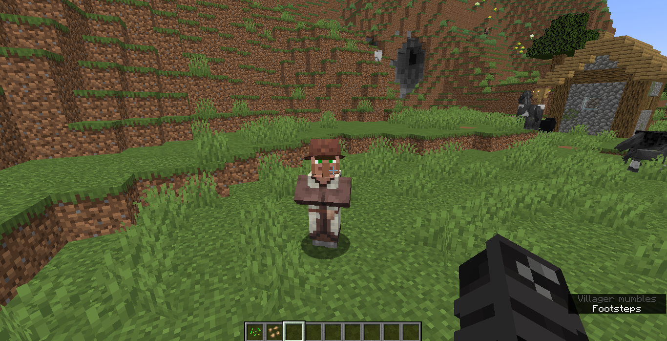 A Minecraft Shepherd standing on a grassy plain. 