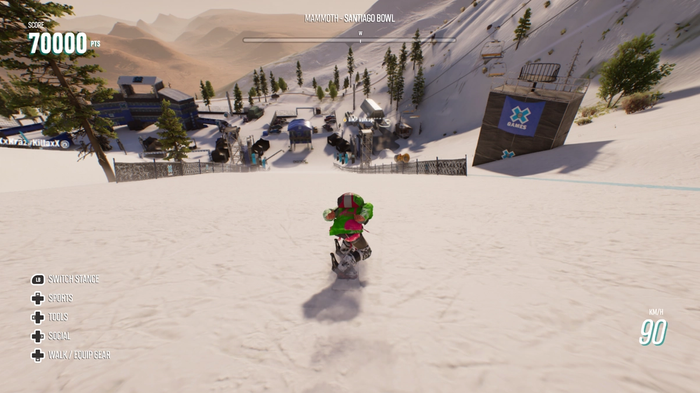 A player using a Snowboard